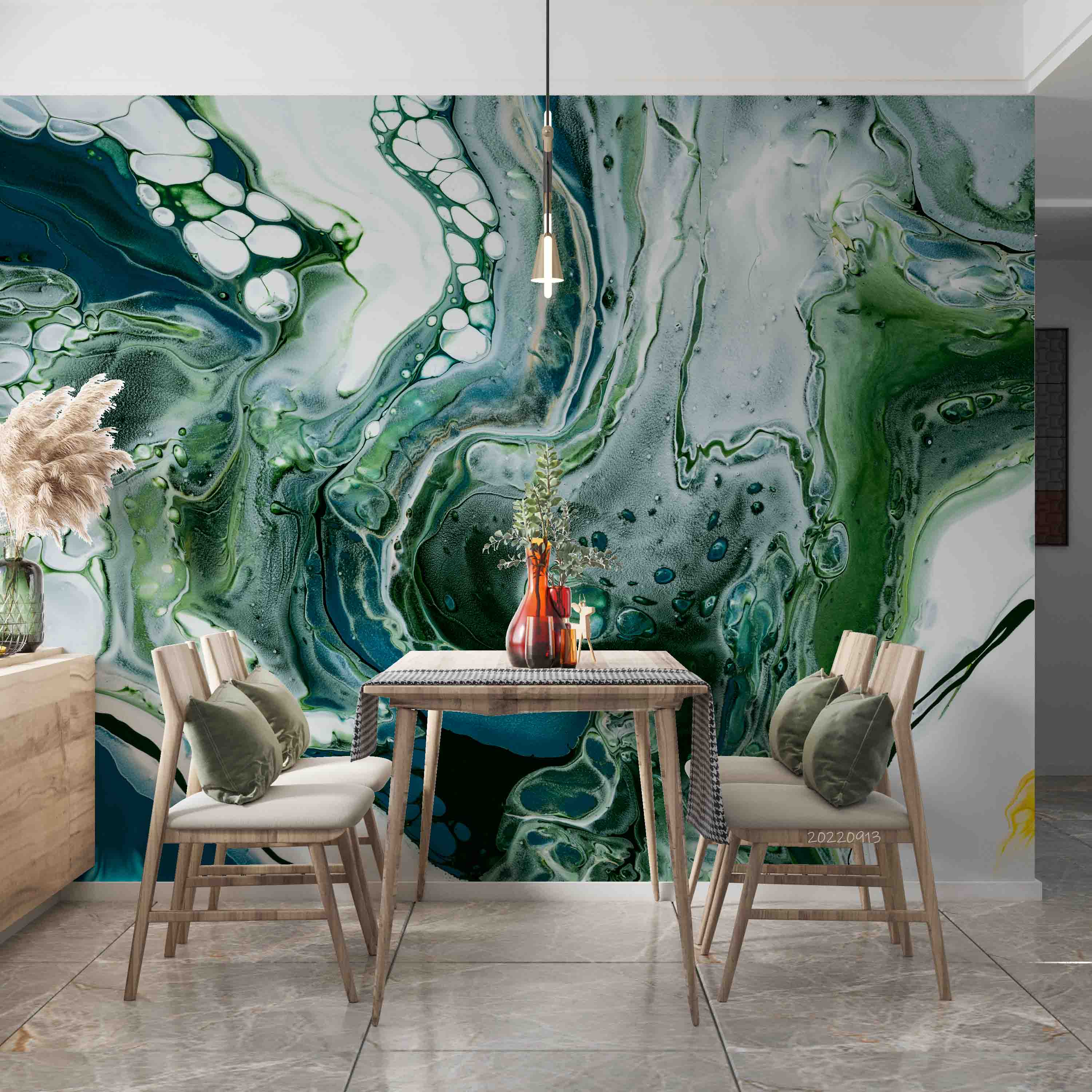 3D Green Marble Swirl Background Wall Mural Wallpaper GD 3548- Jess Art Decoration