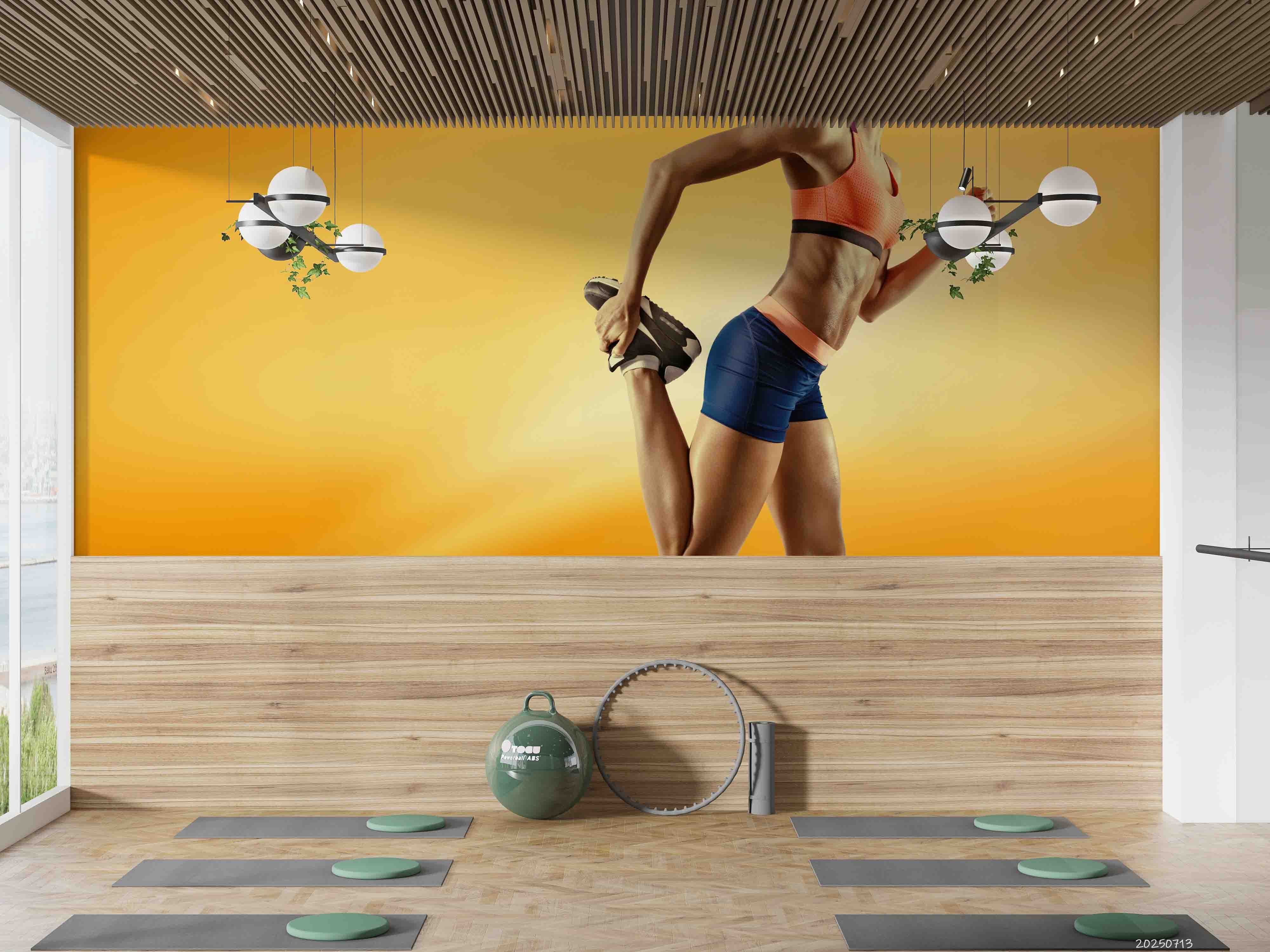 3D Gym Fitness Gymnasium Wall Mural Wallpaper 59