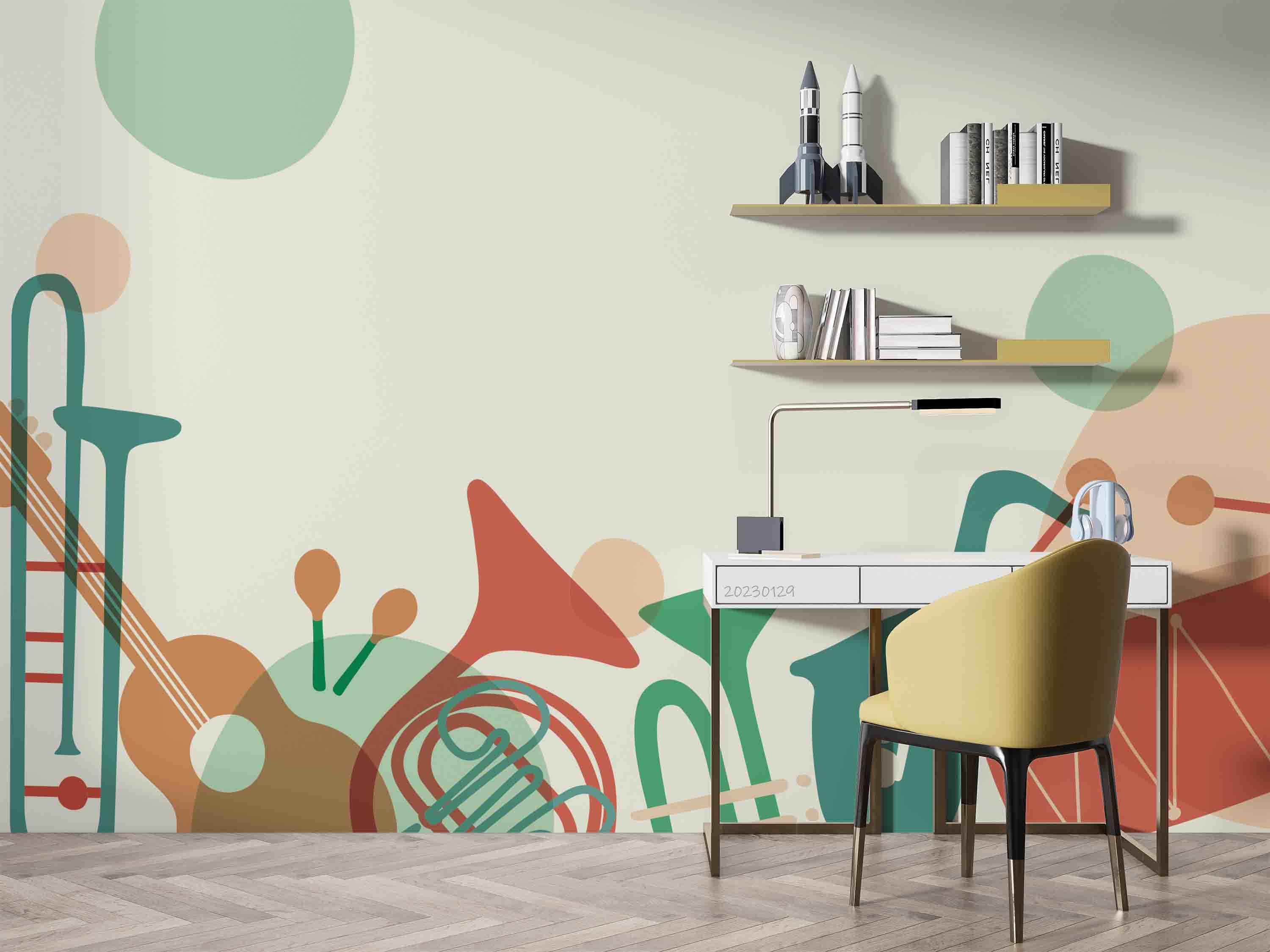 3D Abstract Guitar Musical Instruments Drum Wall Mural Wallpaper YXL 27- Jess Art Decoration