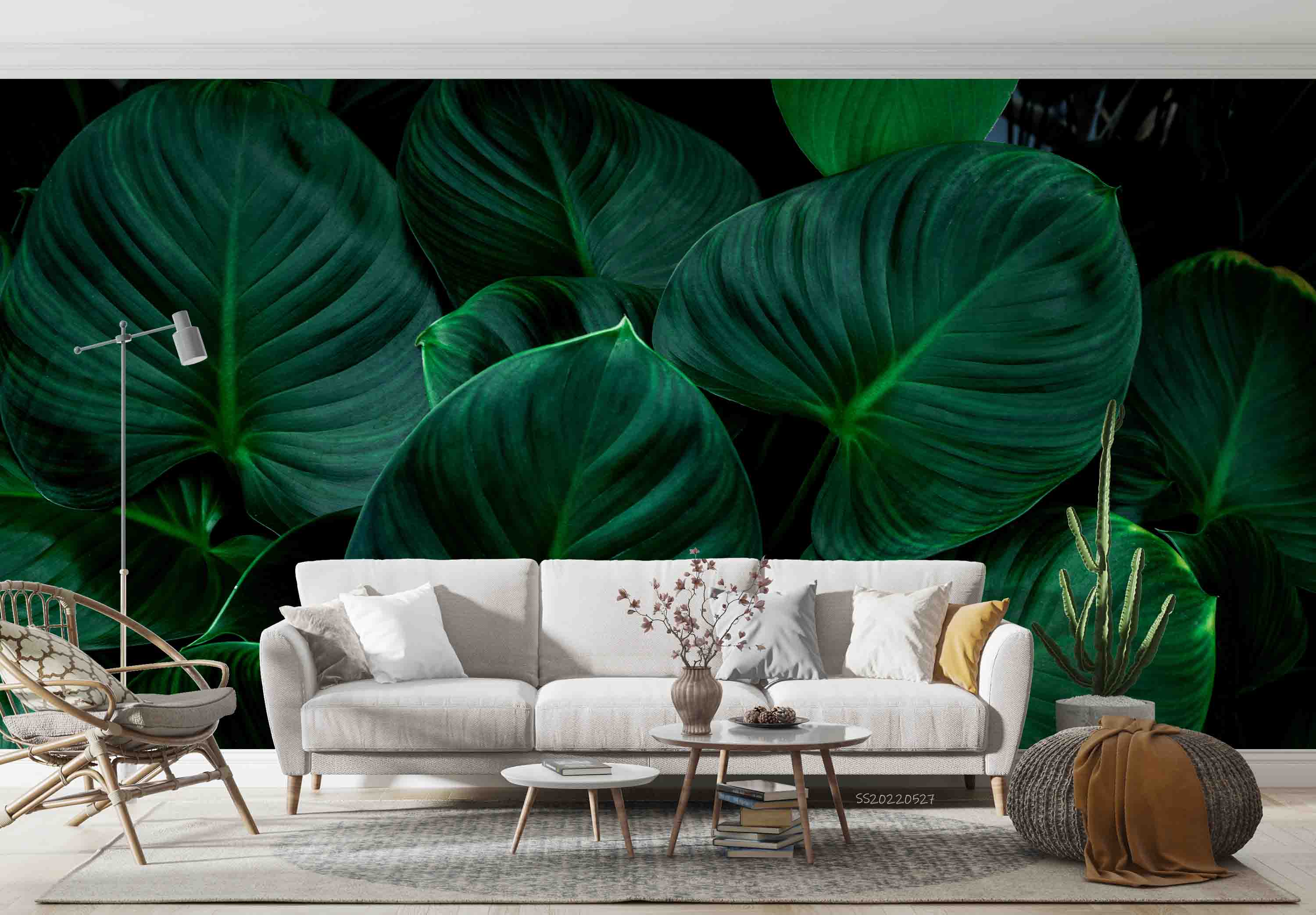 3D Tropical Green Leaves Background Wall Mural Wallpaper GD 4151- Jess Art Decoration