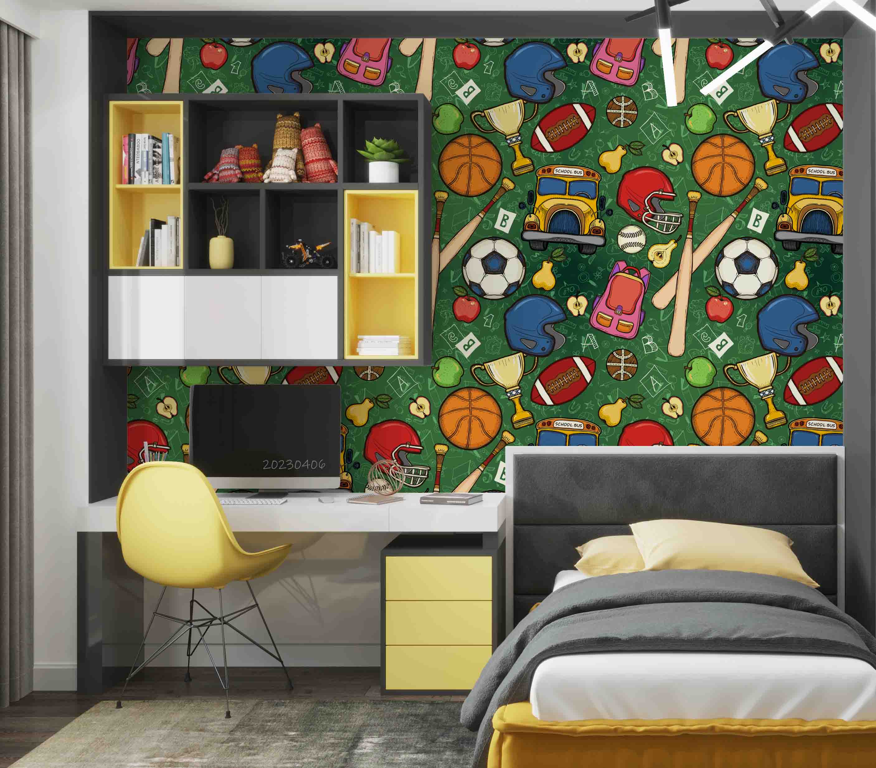 3D School Pattern Educational Elements Wall Mural Wallpaper GD 5649- Jess Art Decoration