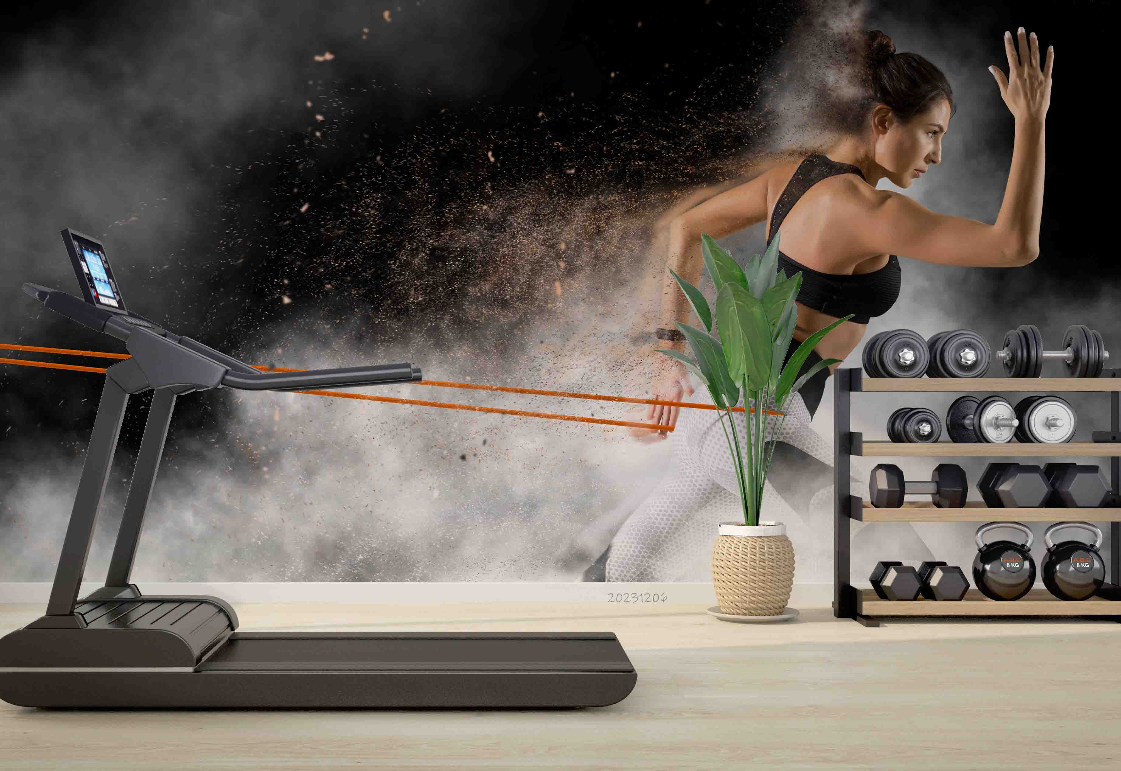 3D Woman Fitness Room Stretch Fog Wall Mural Wallpaper YXL 121