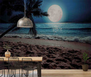 3D Sandbeach Sea Sun Tree Bluesky Wall Mural Wallpaper YXL 2638
