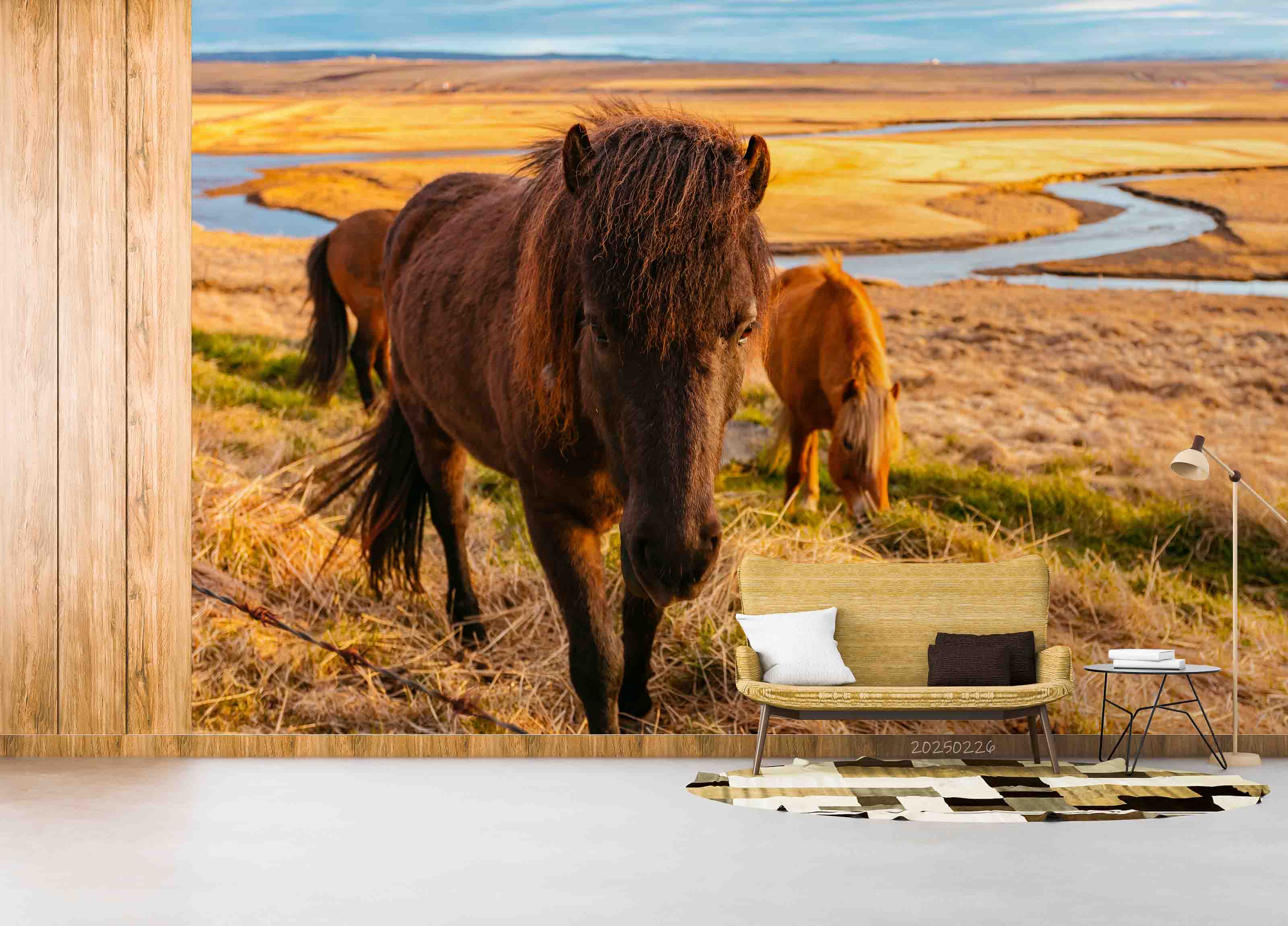 3D Sky Grassland Animal Brown Horse Scenery Wallpaper Wall Mural Wall Decor Wall Art Wall Sticker Remoable Wallpaper LQH
