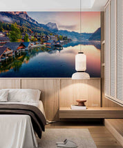 3D Hotel Inn Motel Hostel Resort Manor Scenery Mountains River Wall Mural Wallpaper 25