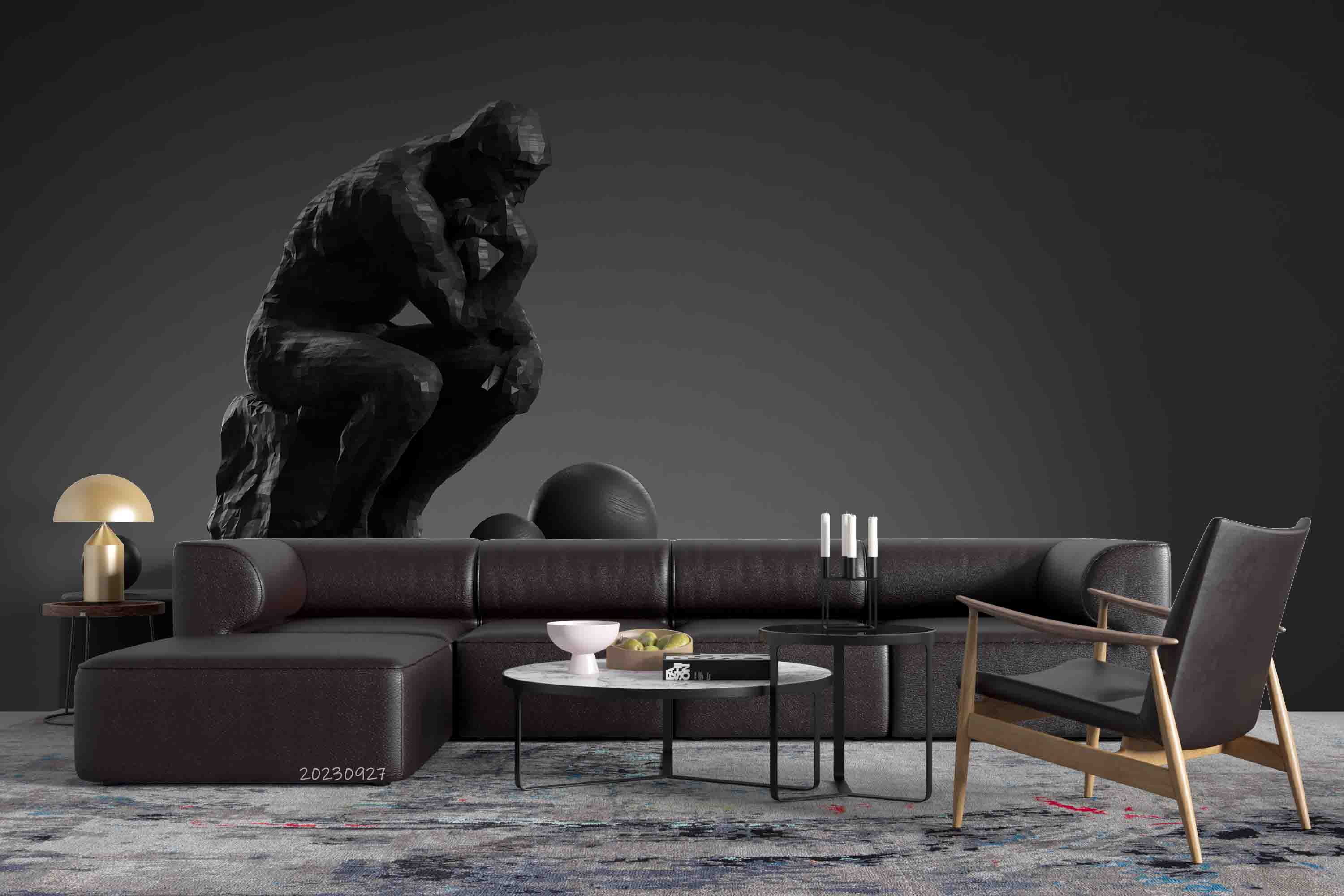 3D Sculpture Meditator Ball Round Wall Mural Wallpaper YXL 2429