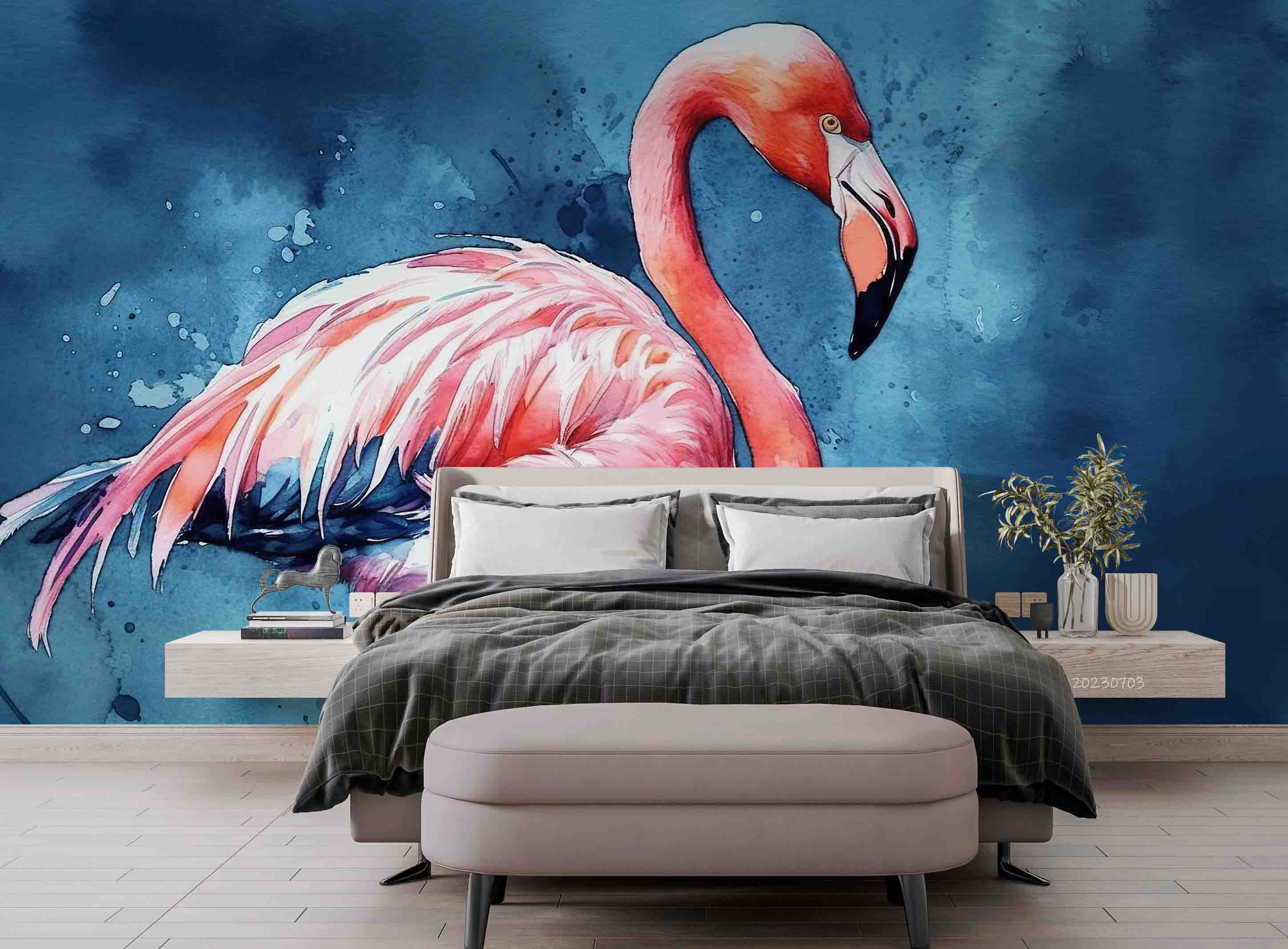 3D Animal Flamingo Flamingo Wall Mural Wallpaper YXL 1873