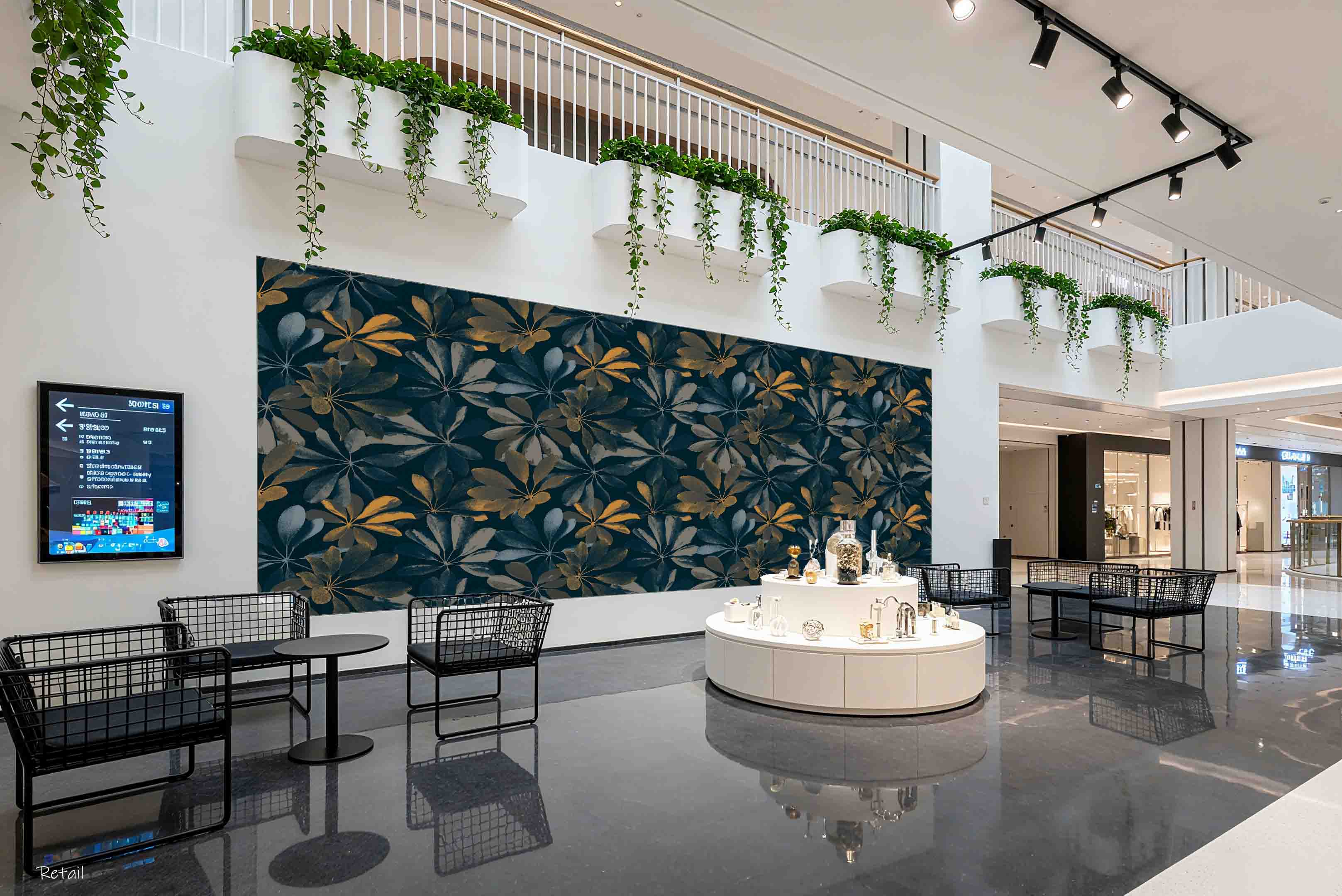 3D Retail Shop Store Market Trade Floral Pattern Wall Mural Wallpaper 1