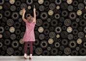 3D Gold Black Hand Drawn Abstract Background Pattern Wall Mural Wallpaper GD 4087- Jess Art Decoration