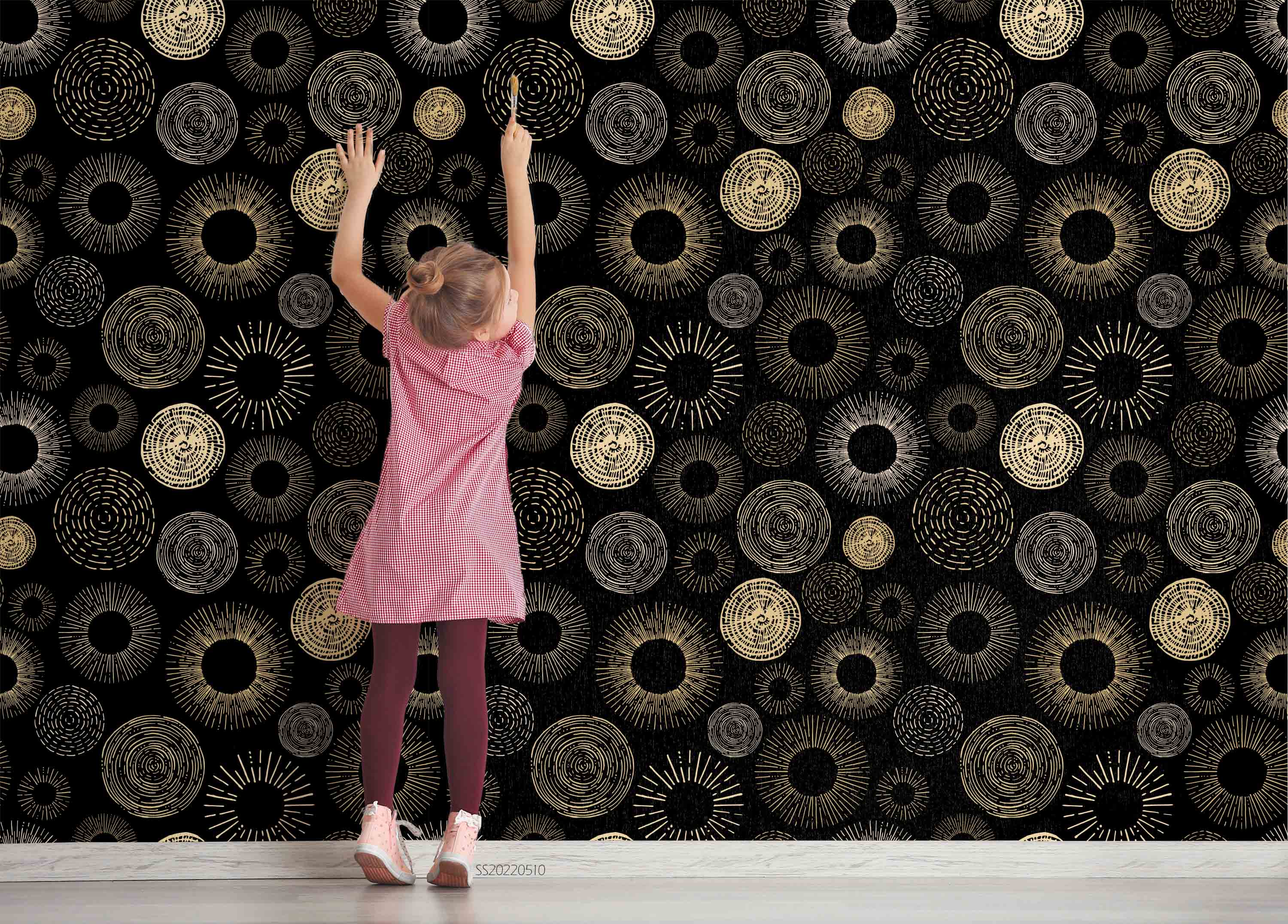 3D Gold Black Hand Drawn Abstract Background Pattern Wall Mural Wallpaper GD 4087- Jess Art Decoration