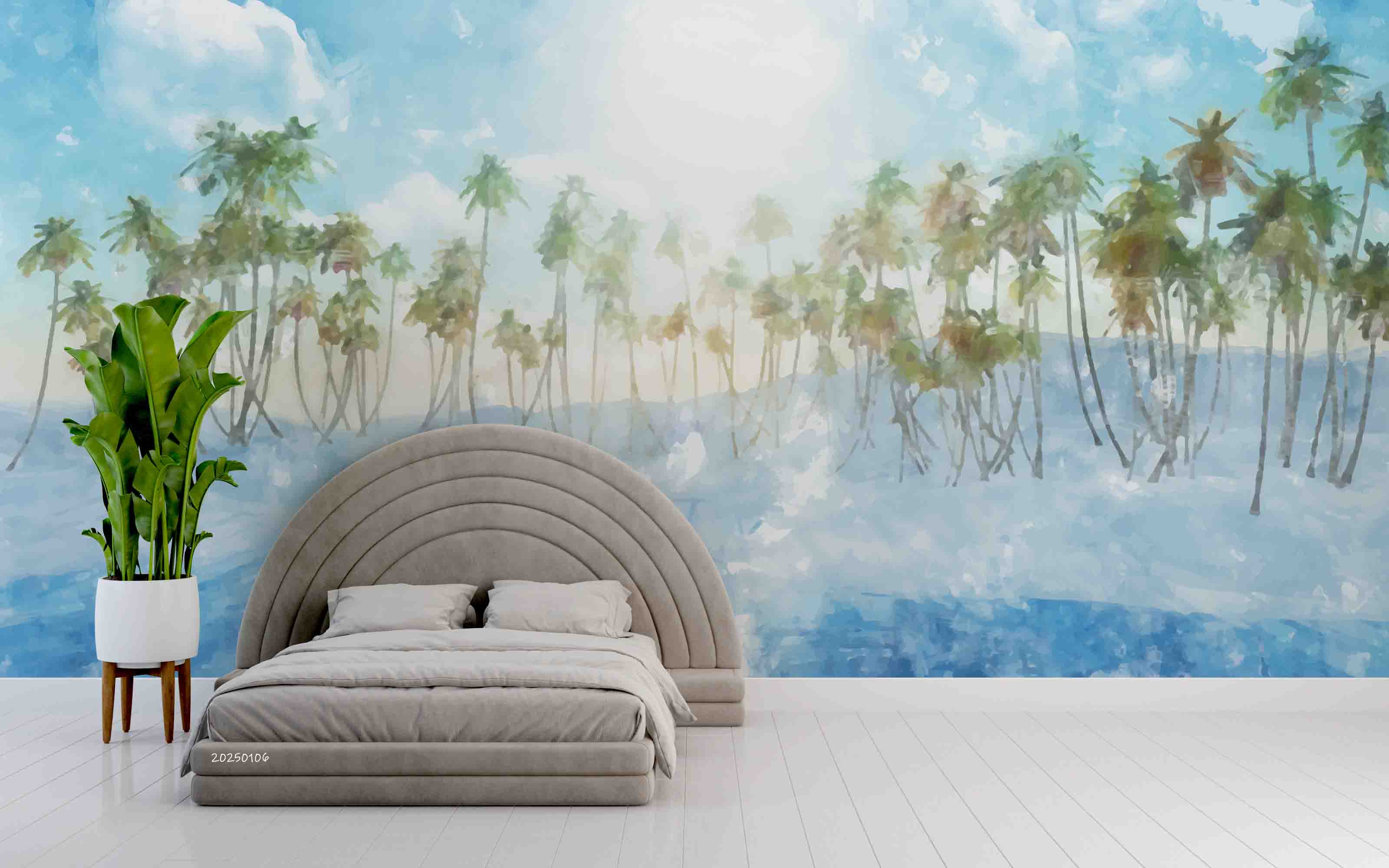 3D Tropical Sky Sea Coconut Tree Landscape Wallpaper Wall Mural Wall Decor Wall Art Wall Sticker Remoable Wallpaper LQH