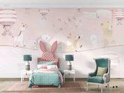 3D Bear Mouse Fox Elephant Rabbit Deer Hydrogen Balloon Wall Mural Wallpaper YXL 389