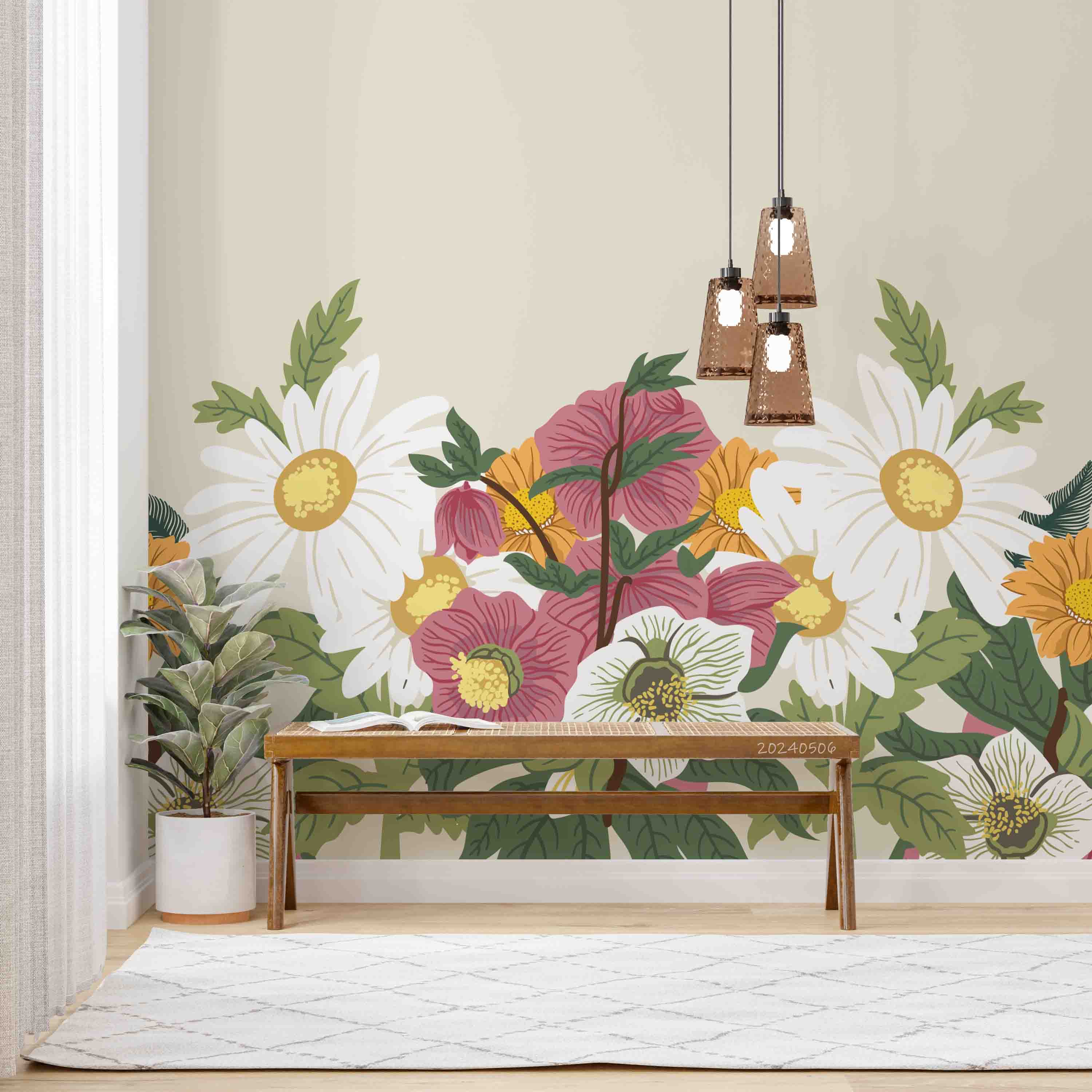 3D Vintage Colorful Floral Pattern Wallpaper Wall Mural Wall Decor Wall Art Wall Sticker Remoable Wallpaper