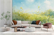 3D Blue Sky Flowers Grass Landscape Oil Painting Wallpaper Wall Mural Wall Decor Wall Art Wall Sticker Remoable Wallpaper LQH 1 1
