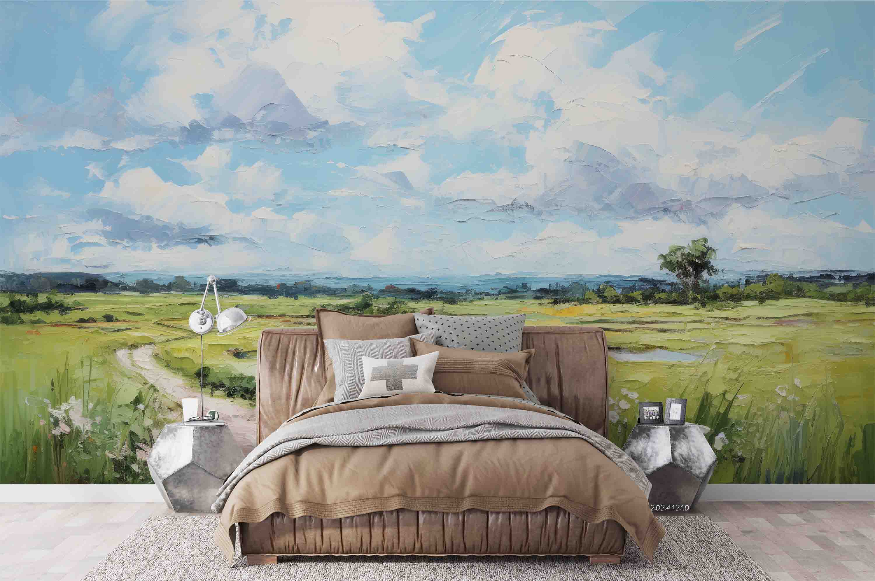 3D Sky Grassland Landscape Oil Painting Wallpaper Wall Mural Wall Decor Wall Art Wall Sticker Remoable Wallpaper LQH 9