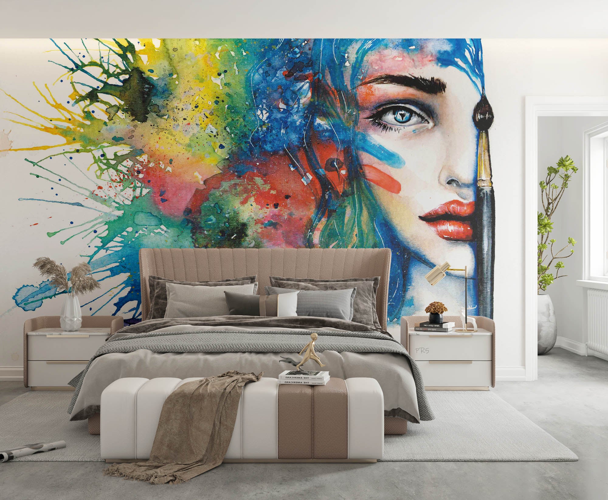 Graffiti Head Face Writing Brush Wallpaper portrait street art wall mural for bedroom or creative studio - view 4