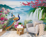 3D Animal Peacock Flower Swan River Waterfall Mountain Wild Goose Wall Mural Wallpaper YXL 03- Jess Art Decoration