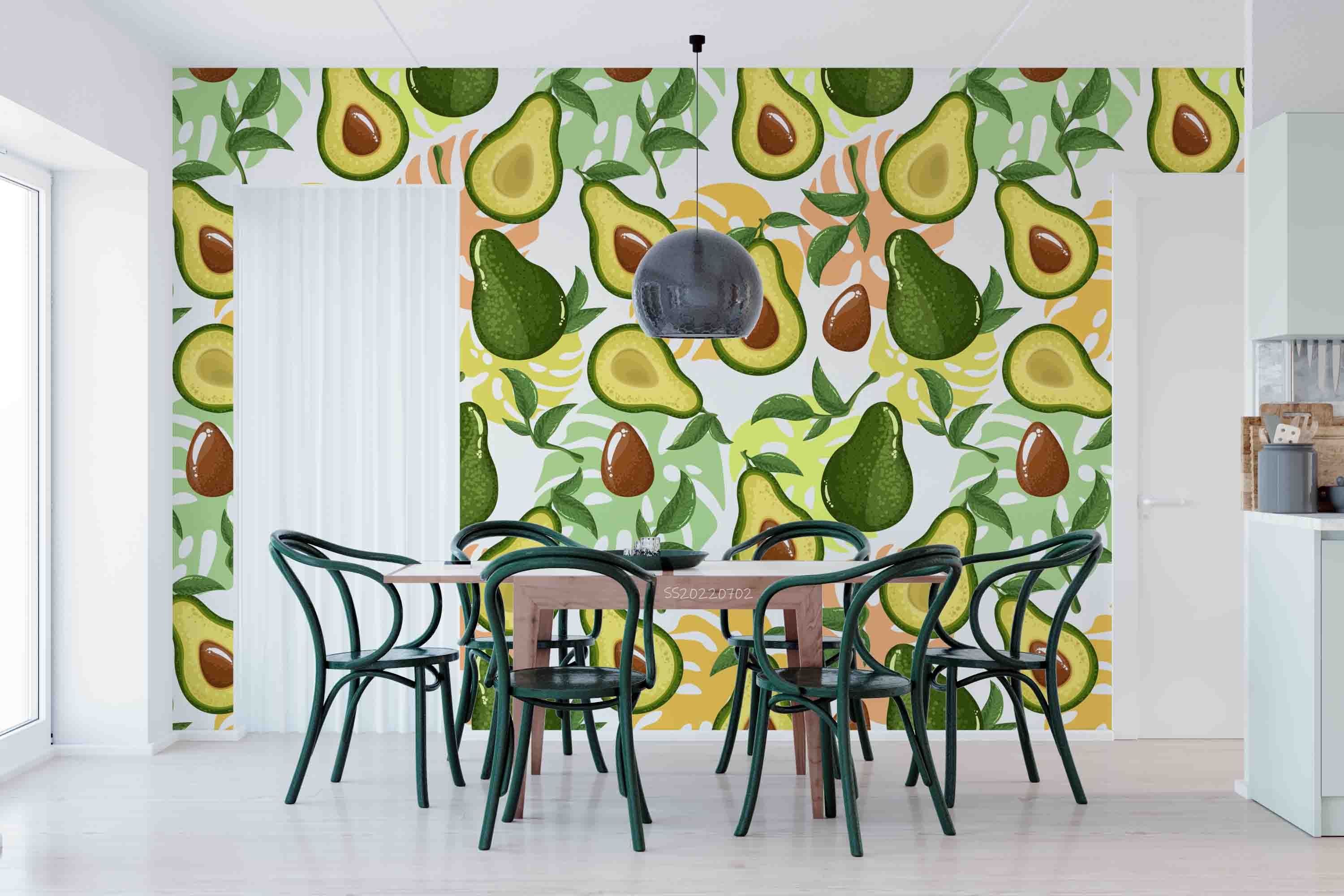 3D Watercolor Avocado Pattern Exotic Leaves Wall Mural Wallpaper GD 5133- Jess Art Decoration