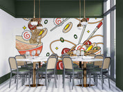 3D Restaurant Snack Bar Diner Fast Food Ramen Japanese Noodle Wall Mural Wallpaper 16