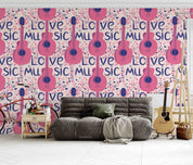 3D Pattern Guitar Pink Letter Note Wall Mural Wallpaper YXL 07- Jess Art Decoration