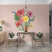 3D Red Daisy Bouquet Pink Background Wall Mural Wallpaper GD 3431- Jess Art Decoration