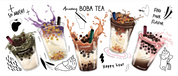 Milk Tea Red Beans Letter White Design 2 Wallpaper cafe & food wall mural for cafe, restaurant or shop interior - view 5