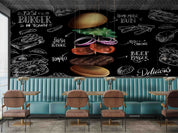 3D Restaurant Snack Bar Diner Fast Food Hamburger Cips Wall Mural Wallpaper 11