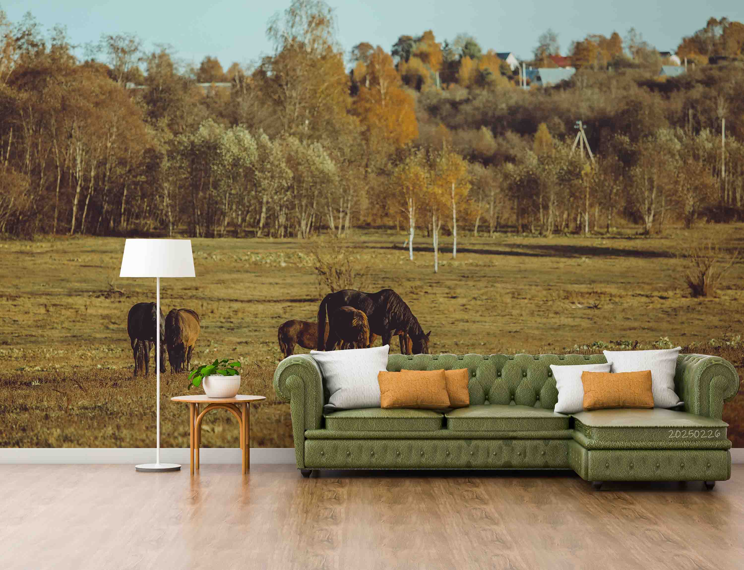 3D Sky Forest Grassland Animal Horse Scenery Wallpaper Wall Mural Wall Decor Wall Art Wall Sticker Remoable Wallpaper LQH