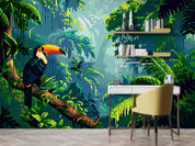 3D Forest Tree Crow Leaf Trunk Wall Mural Wallpaper YXL 723
