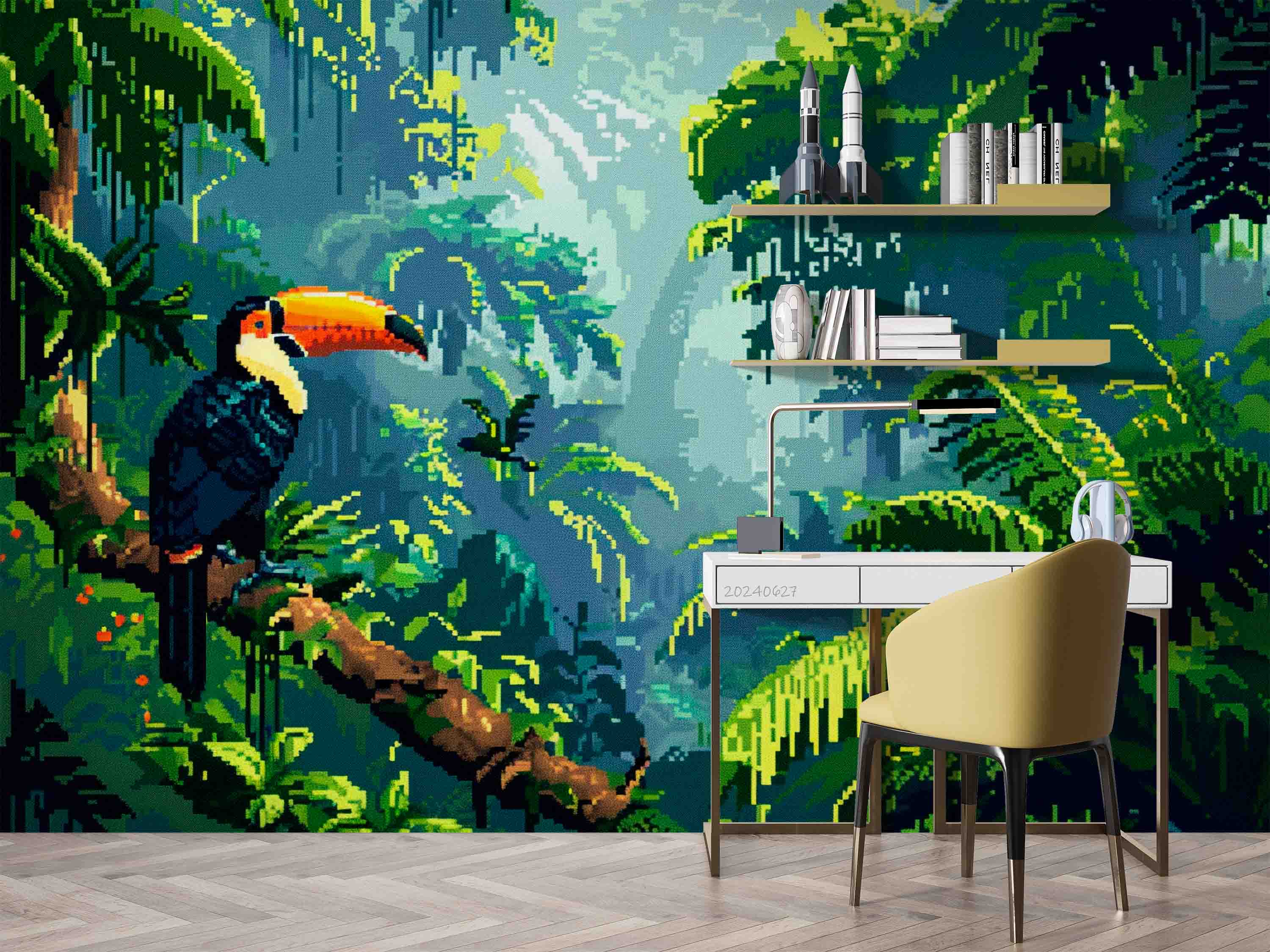 3D Forest Tree Crow Leaf Trunk Wall Mural Wallpaper YXL 723