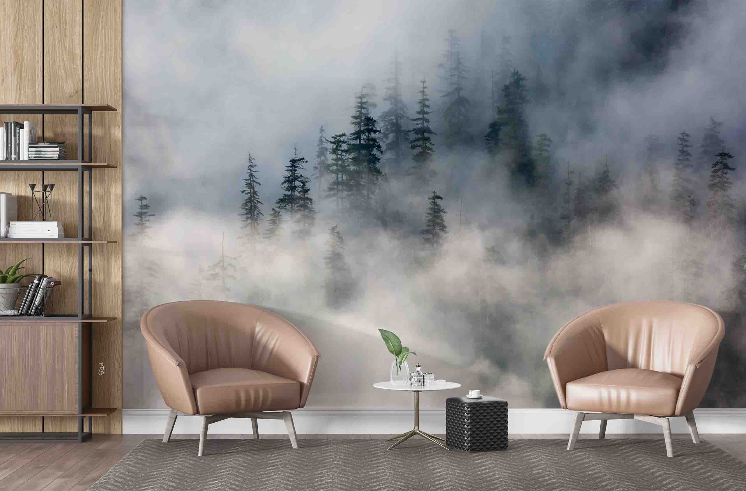 3D Forest Trees Misty Scenery Wall Mural Wallpaper GD 4522- Jess Art Decoration