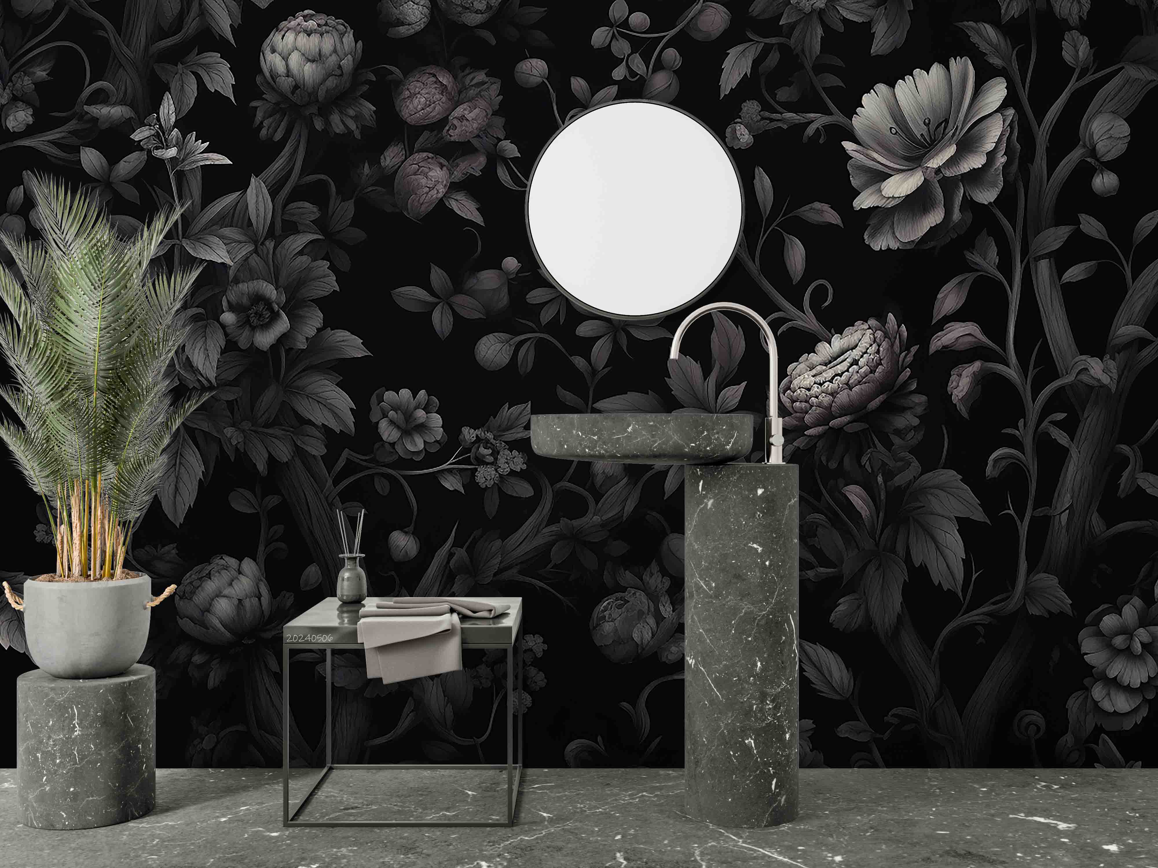 3D Vintage Black Floral Leaf Wallpaper Wall Mural Wall Decor Wall Art Wall Sticker Remoable Wallpaper
