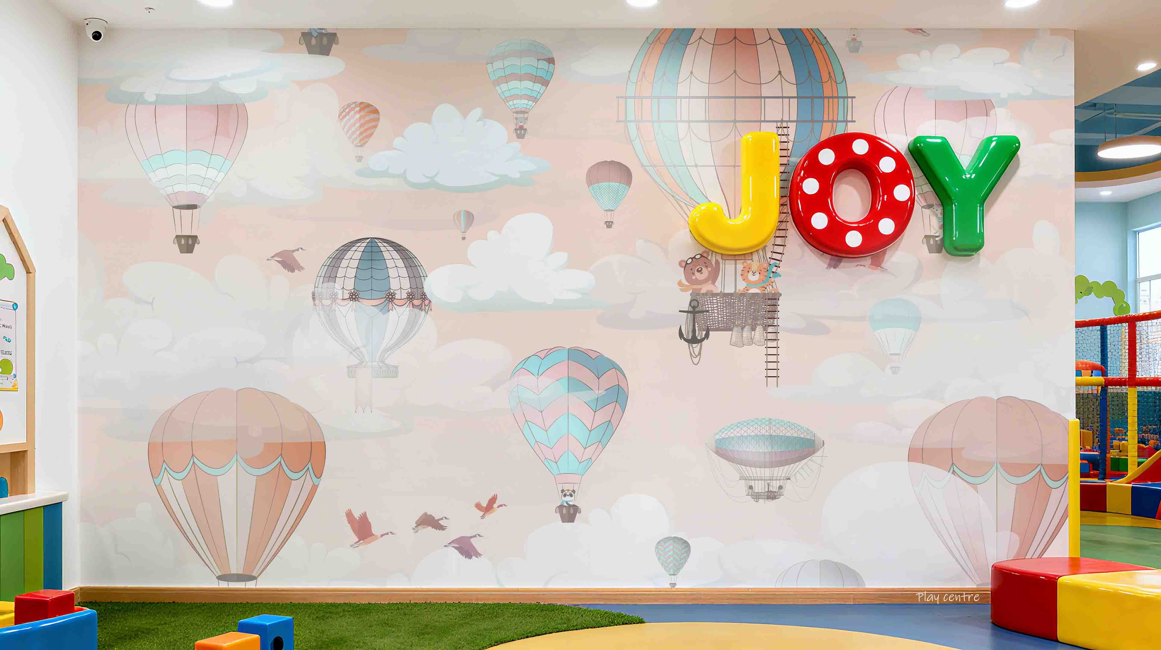 3D Play Centre Amusement Park Funfair Carnie Cartoon Air Balloon Wall Mural Wallpaper 22