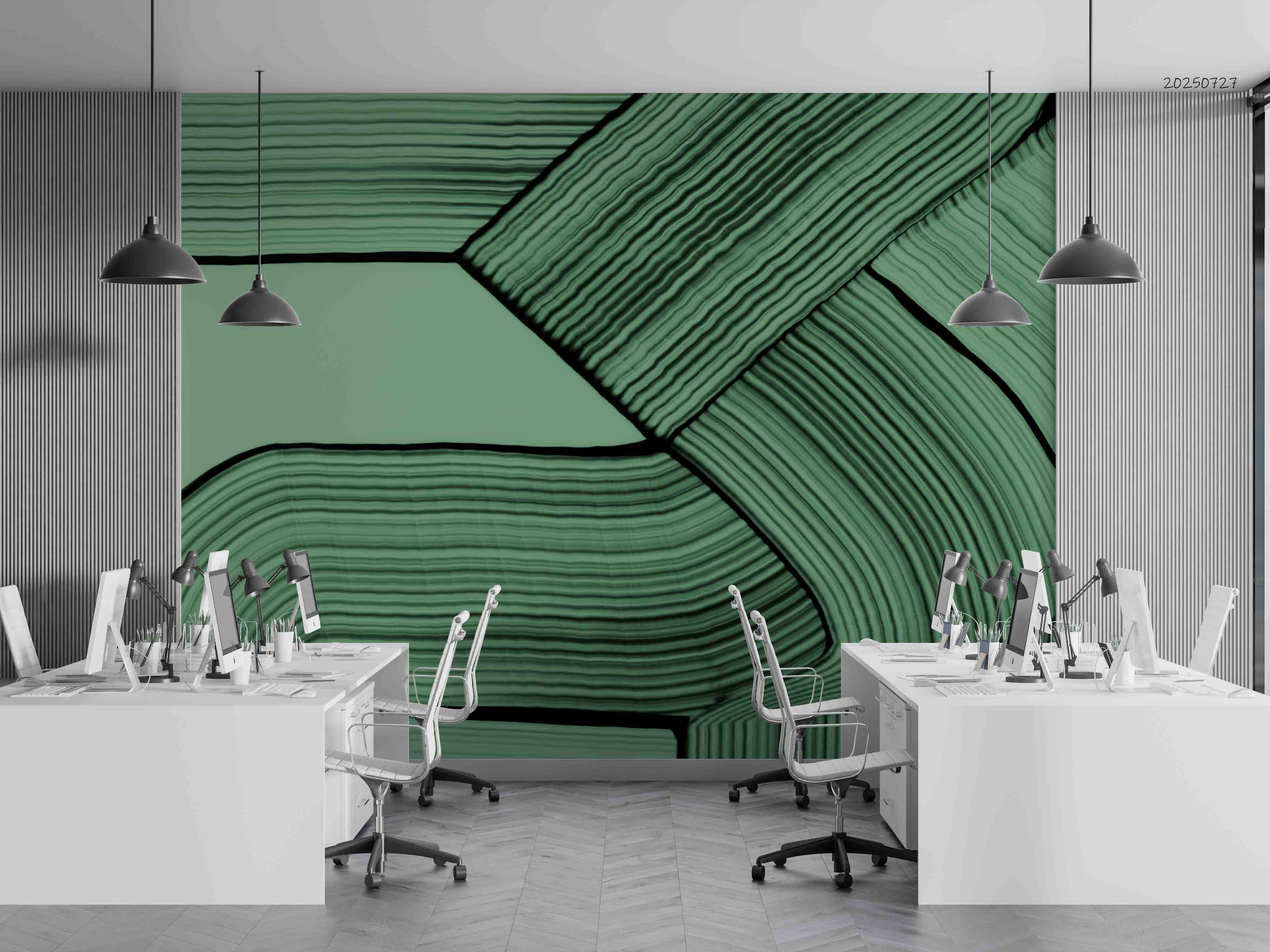 3D Office Business Commerce Green Geometric Modern Abstract Wall Mural Wallpaper 22