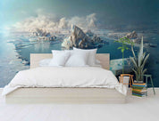 3D Large Iceberg Glacier Ocean Fog Wall Mural Wallpaper GD 3067- Jess Art Decoration