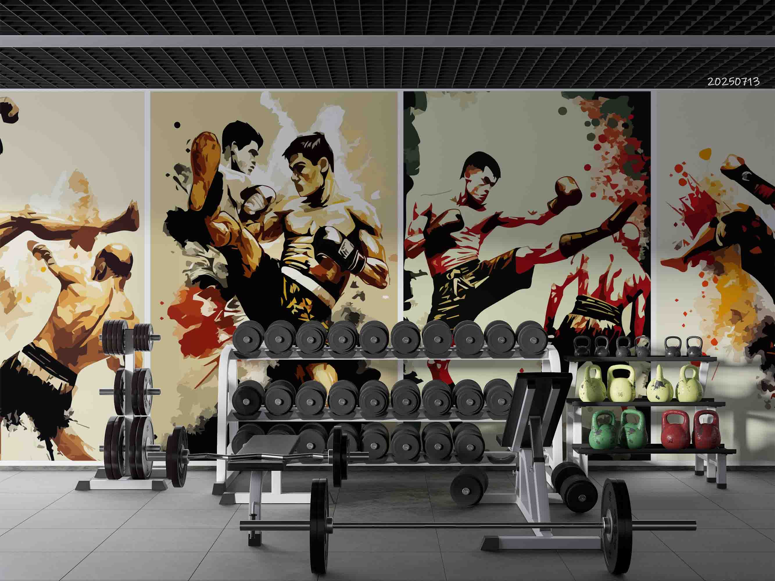 3D Gym Fitness Boxing Wall Mural Wallpaper 4