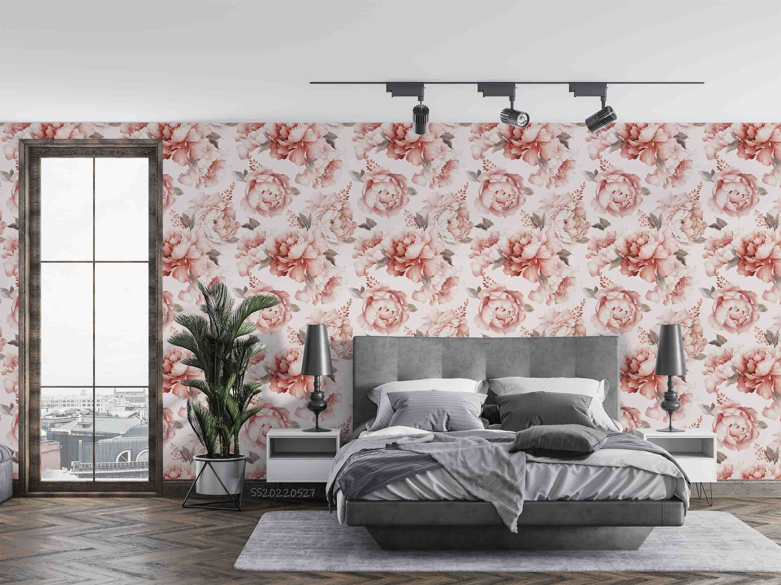 3D Watercolor Summer Peonies Background Wall Mural Wallpaper GD 4188- Jess Art Decoration