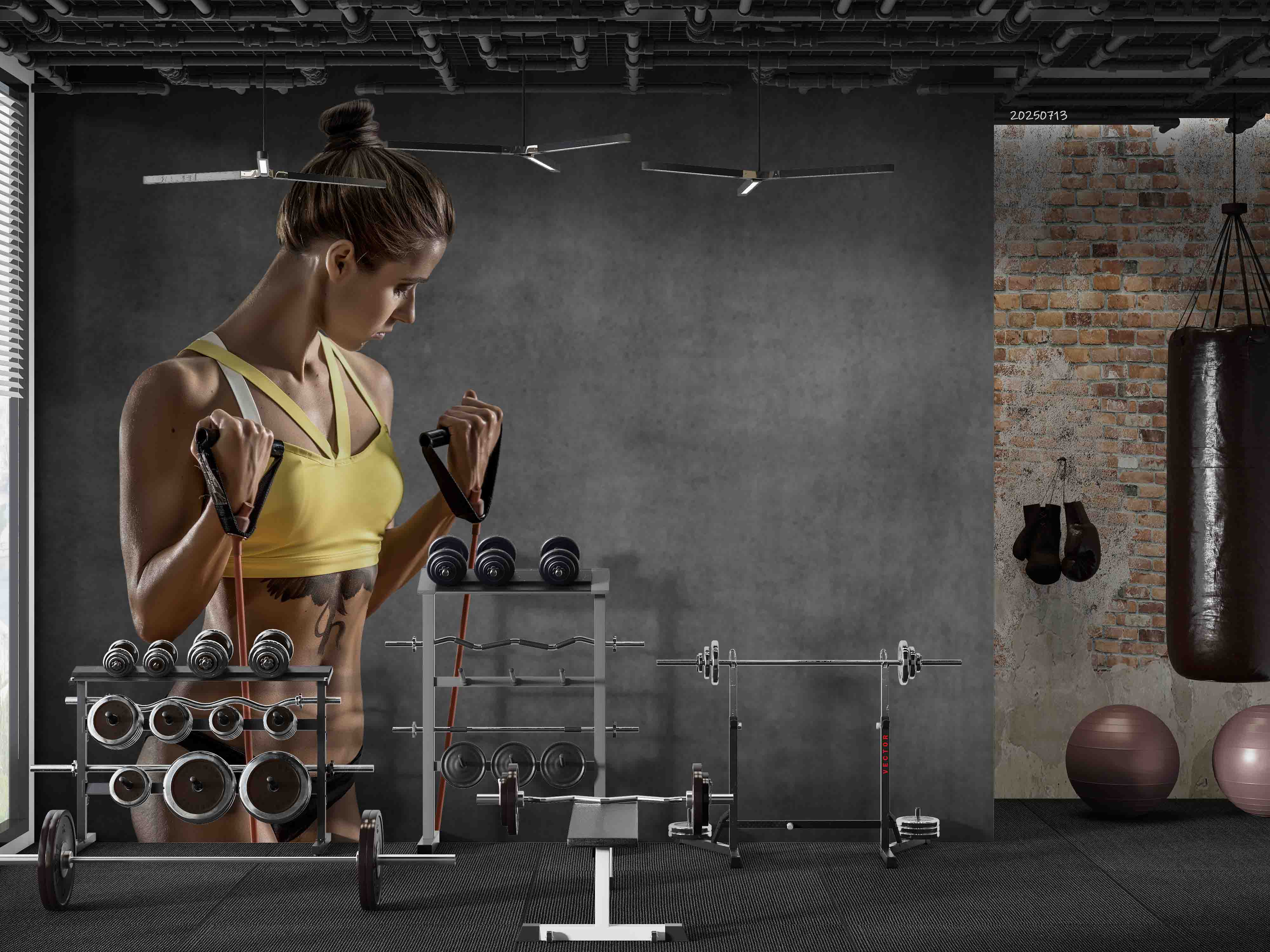 3D Gym Fitness Gymnasium Dumbbell Wall Mural Wallpaper 26