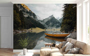 3D Mountain River Trees Boat Landscape Wall Mural Wallpaper GD 2939- Jess Art Decoration