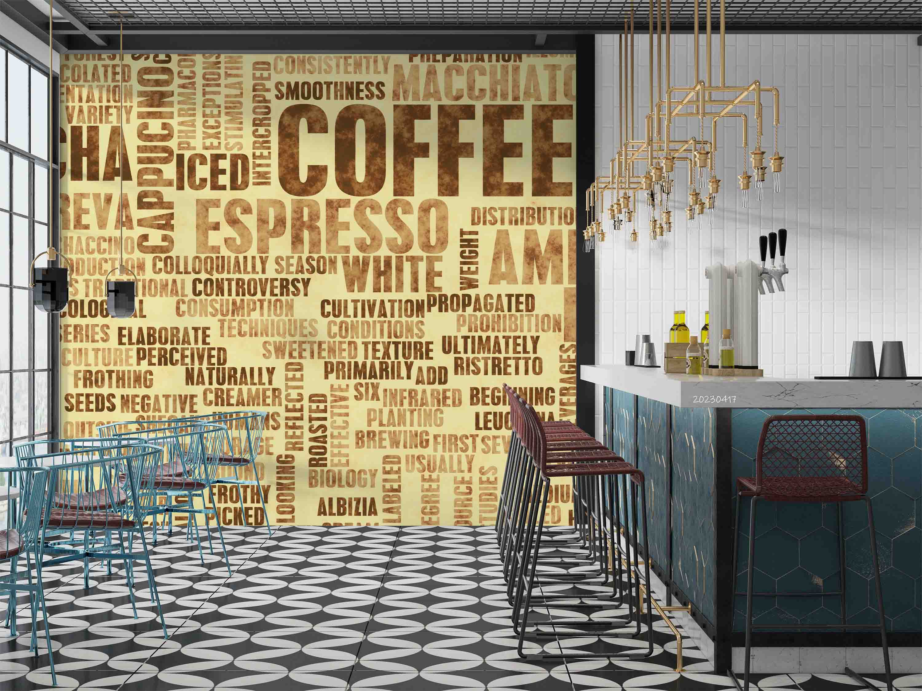 3D Coffee Varieties Beverage Type Art Wall Mural Wallpaper GD 5571- Jess Art Decoration