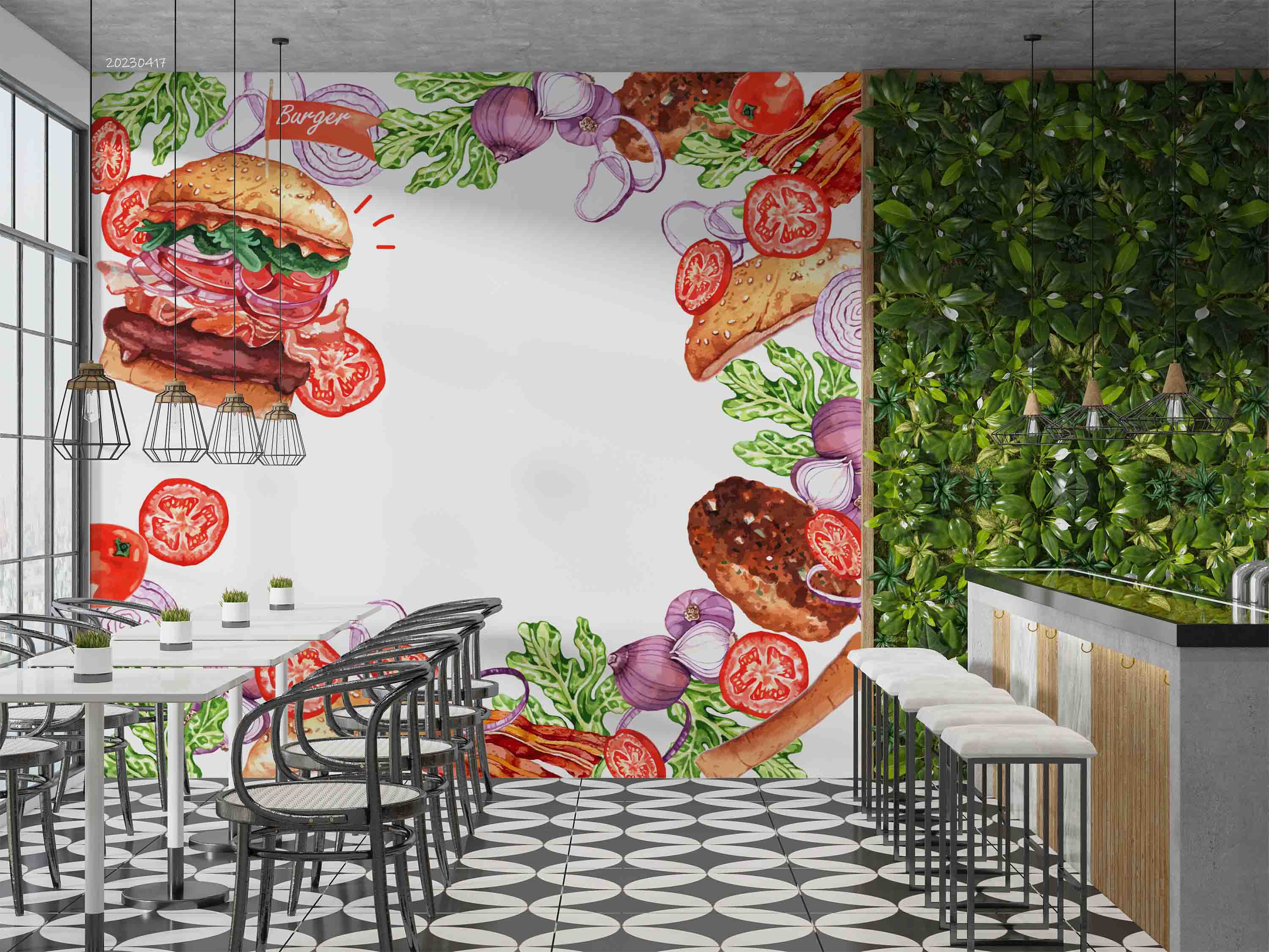 3D Fast Food Restaurant Background Wall Mural Wallpaper GD 5494- Jess Art Decoration