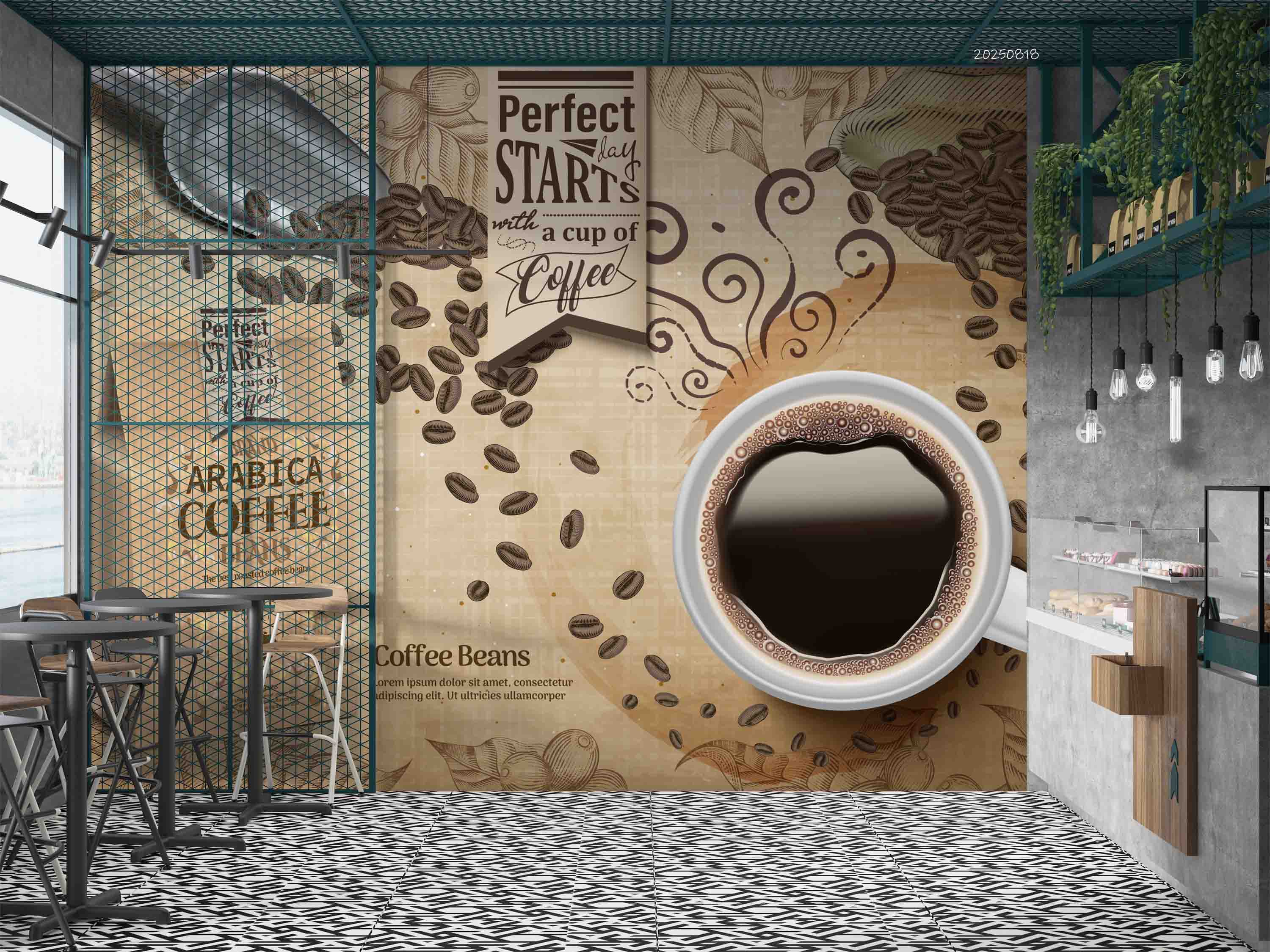 3D Restaurant Snack Bar Coffee Shop Wall Mural Wallpaper 43