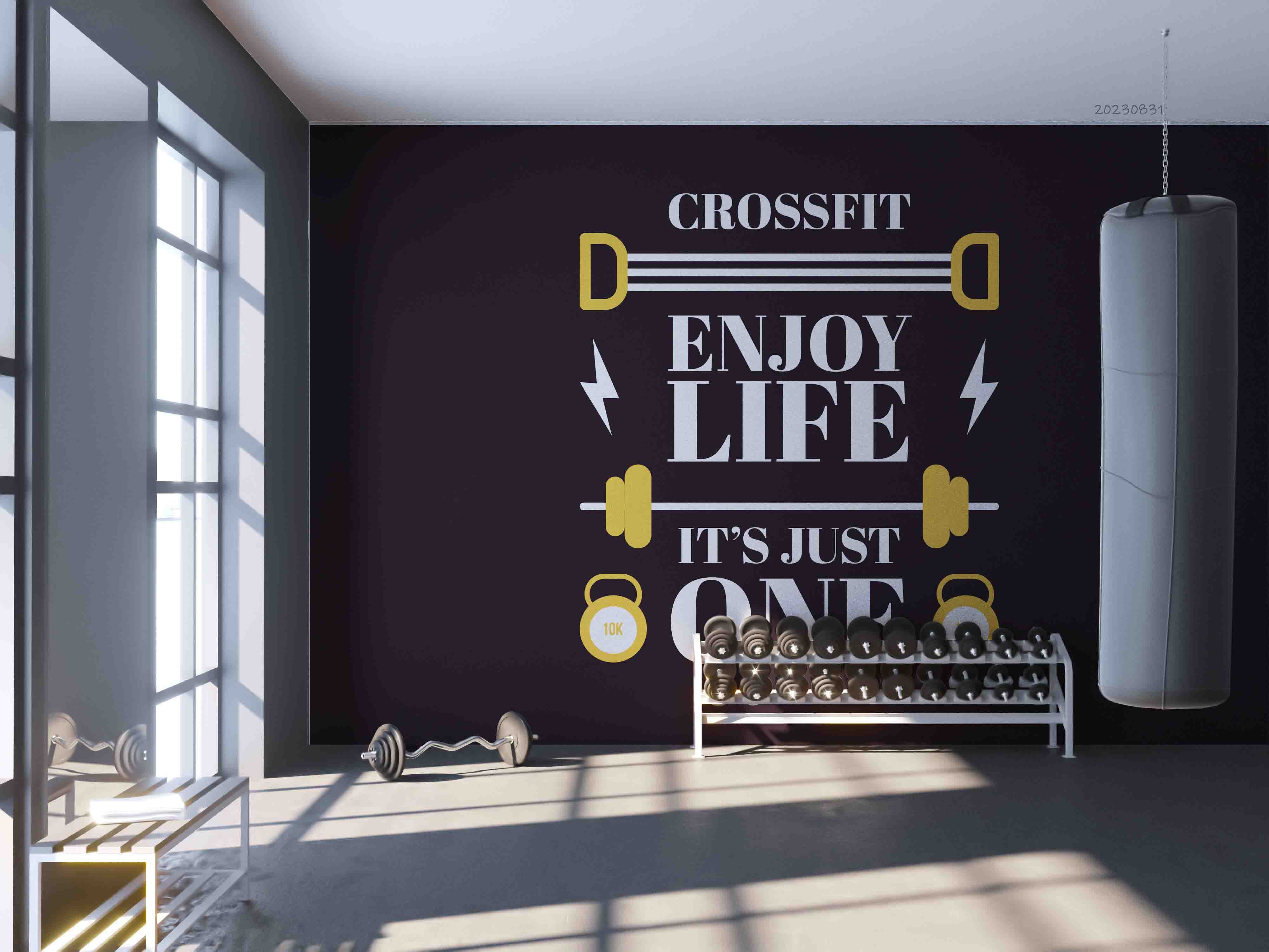 3D Letter Weightlifting Dumbbell Wall Mural Wallpaper YXL 2363