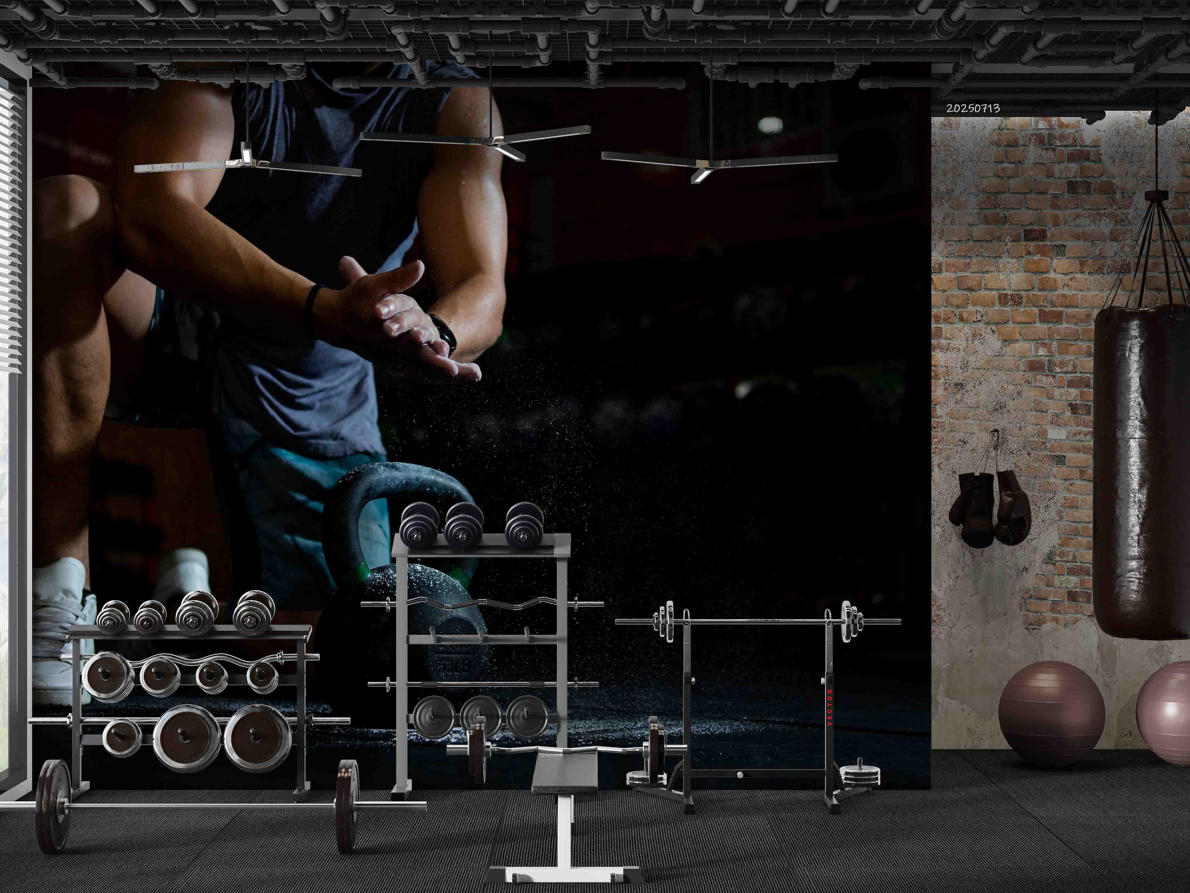 3D Gym Fitness Dumbbell Wall Mural Wallpaper 2