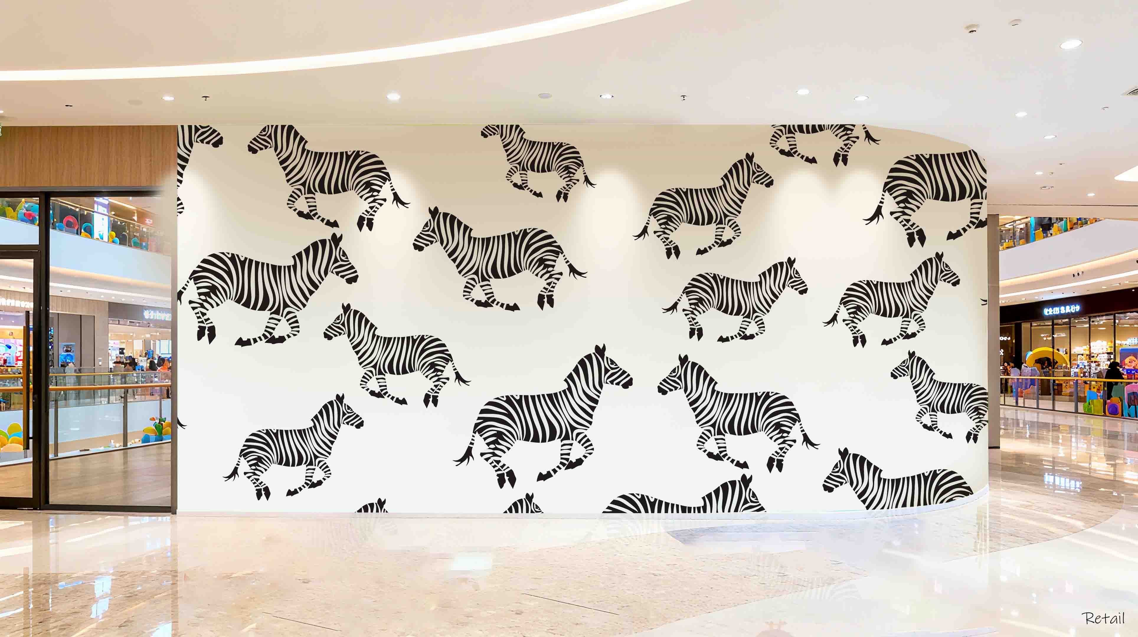 3D Retail Shop Store Market Trade Zebra Pattern Wall Mural Wallpaper 25