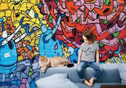 3D Abstract Artistic Graffiti Colorful Wall Mural Wallpaper GD 3934- Jess Art Decoration