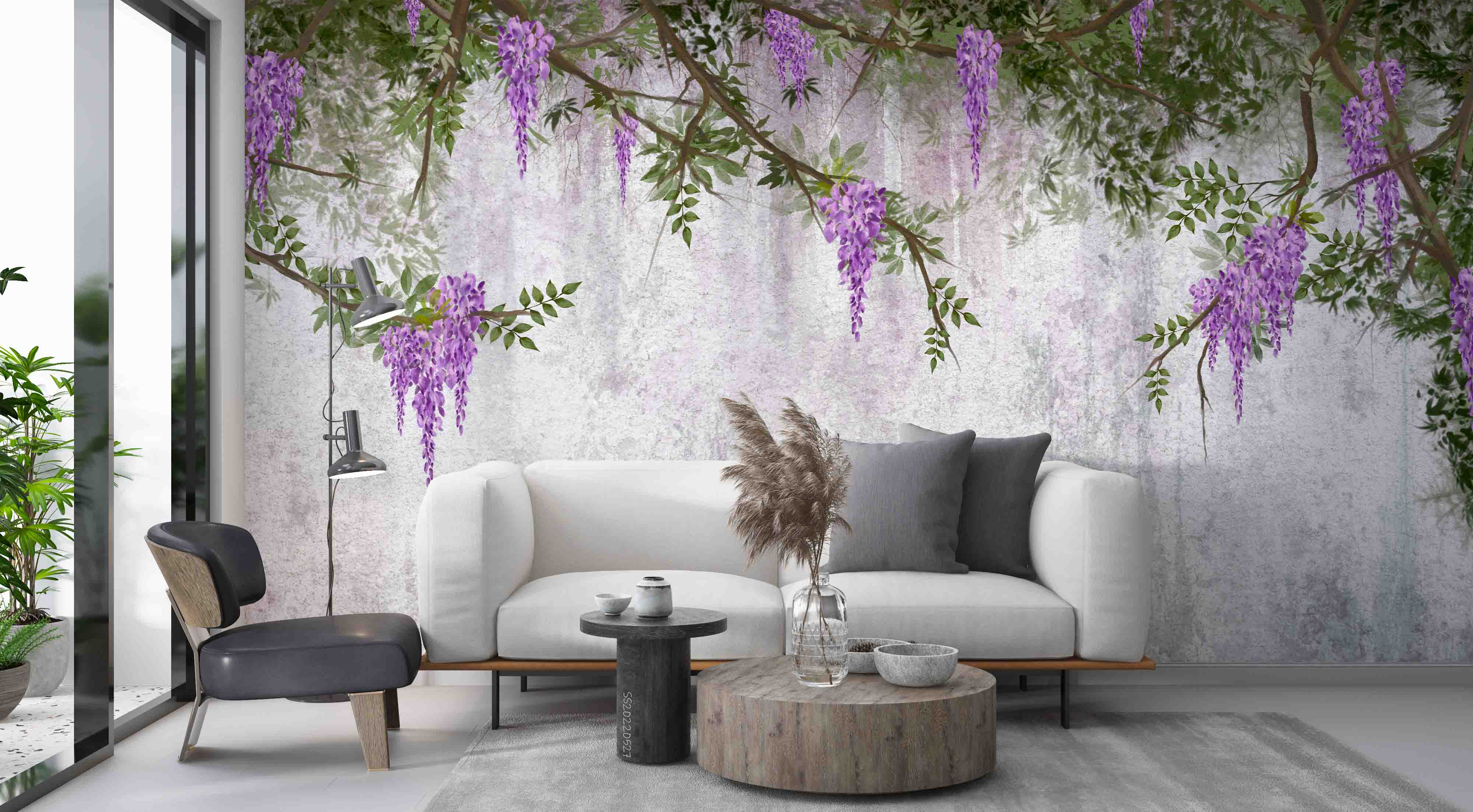 3D Curly Wisteria Branches Wall Mural Wallpaper GD 4144 – Jessartdecoration