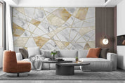 3D Marble Ellipse Rhombus Triangle Line Wall Mural Wallpaper YXL 563