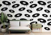 Geometric Circle Drip Ink White Contemporary Wallpaper contemporary street art wall mural for creative room or feature wall