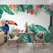 3D Watercolor Tropical Floral Leaf Toucan Background Wall Mural Wallpaper GD 3330- Jess Art Decoration